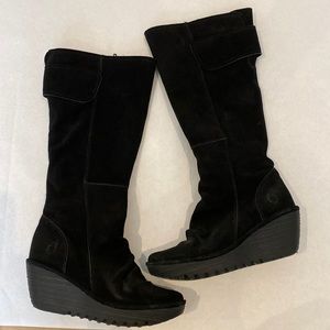 Fly London wedge tall suede boots